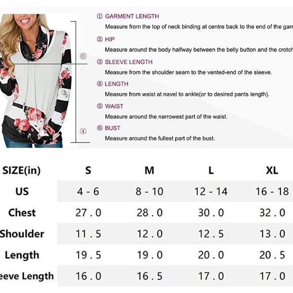 woman floral cowl neck sweatshirts w pocket - Picture 7 of 7